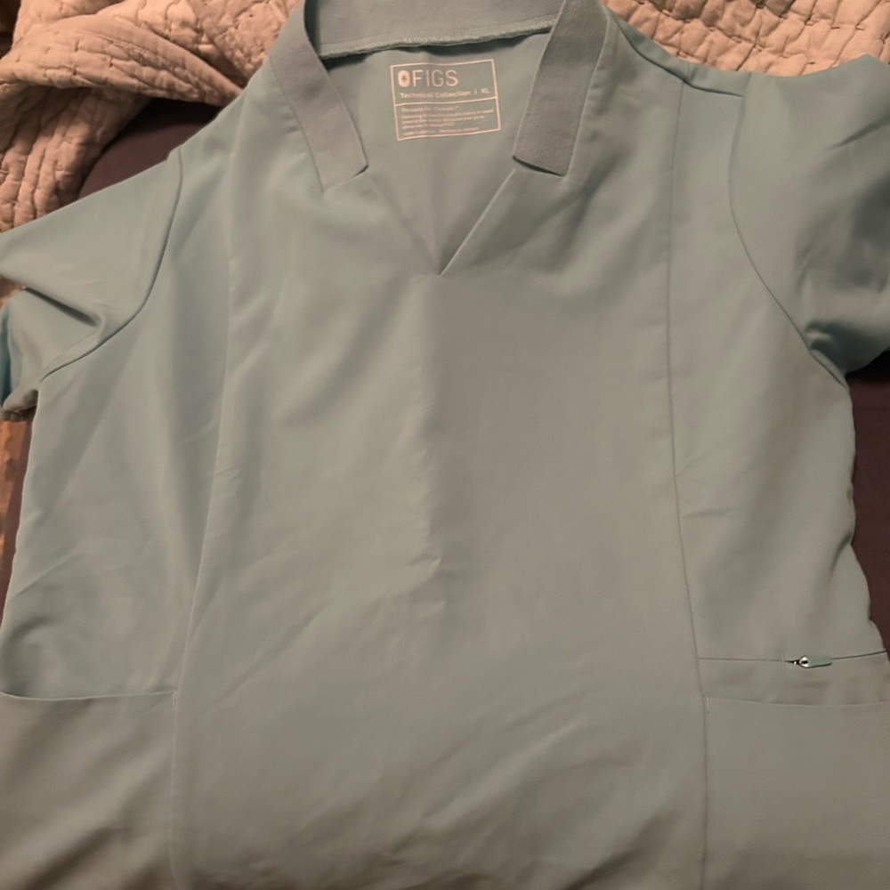Figs Teal Scrub Top